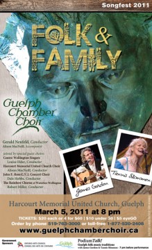Poster for Guelph Chamber Choir  "Songfest 2011: Folk &amp; Family" Concert